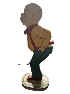 Folk Art Grandpa and Grandma, with Stove Wood Figurines-